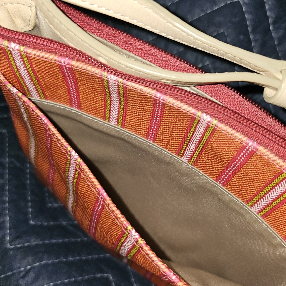 2000's pink and orange striped genuine Coach crossbody purse - Picture 3 of 9